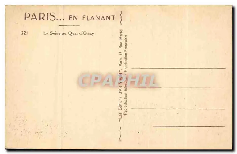 Paris — Die Seine am Quai d'Orsay — Les Éditions d'Art Yvon - Rückseite