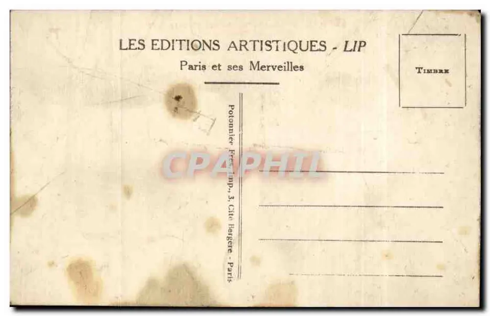 Paris - Avenida dos Campos Elísios — vista com veículos e estátuas — LIP, n°24 - Verso