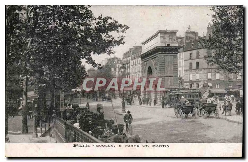 Paris - Boulevard & Porta Saint-Martin — editor não visível, número de série ilegível - Frente