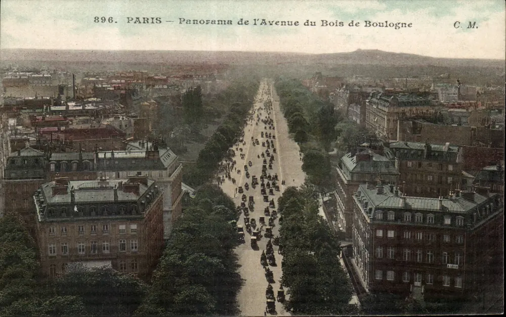 Paris — Panorama der Avenue du Bois de Boulogne — C. M. n° 896 - Vorderseite