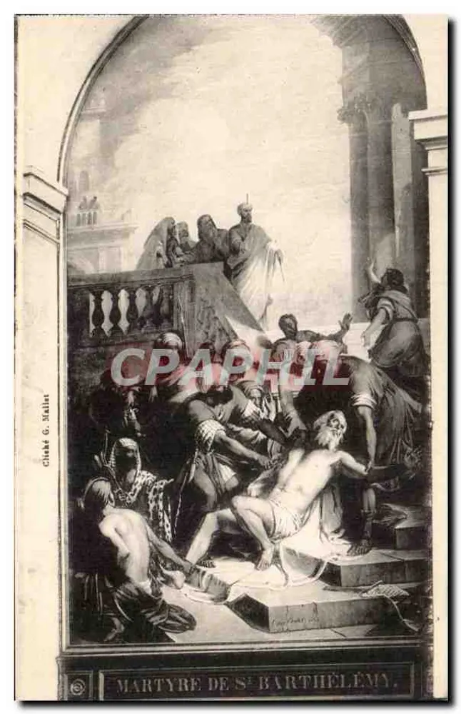 Martyrium des St. Barthélémy — Gemälde von O. Charlet — Die Kathedrale von La Rochelle - Vorderseite