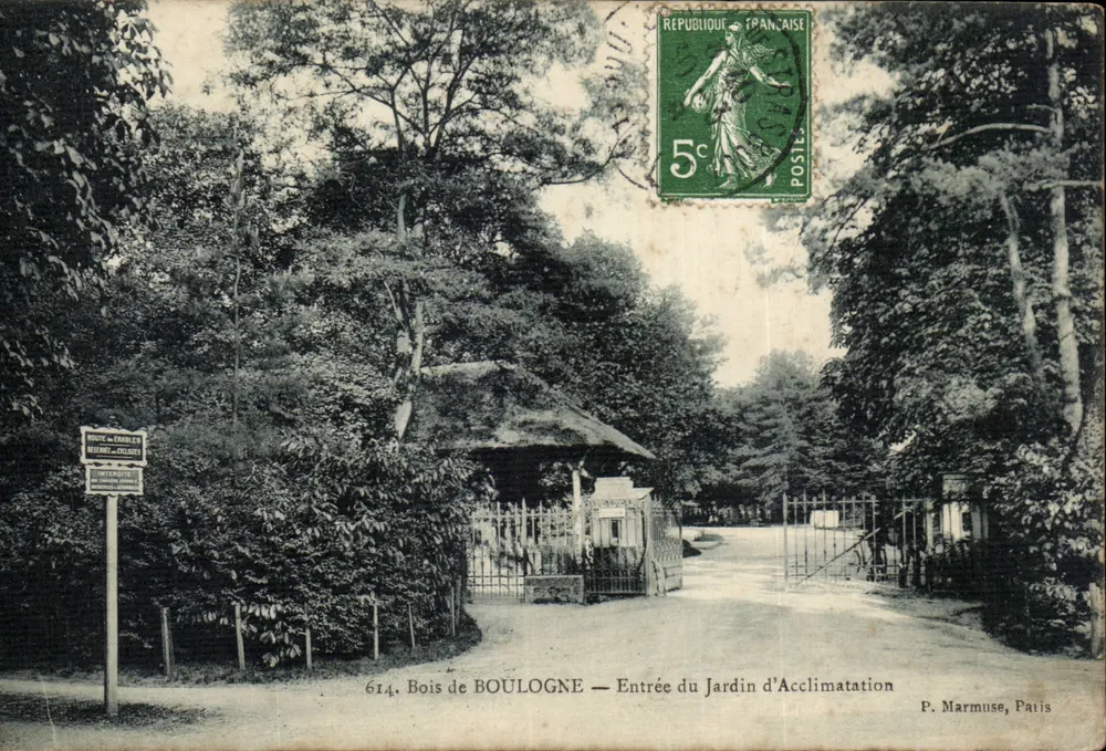 BOULOGNE-Wälder — Eingang zum Acclimatation-Garten — P. Marmuse, Paris - Vorderseite