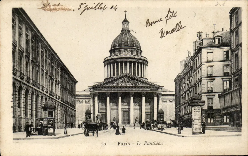 Paris - O Panteão — vista da fachada clássica com colunatas — F.R. Paris, n°50 - Frente