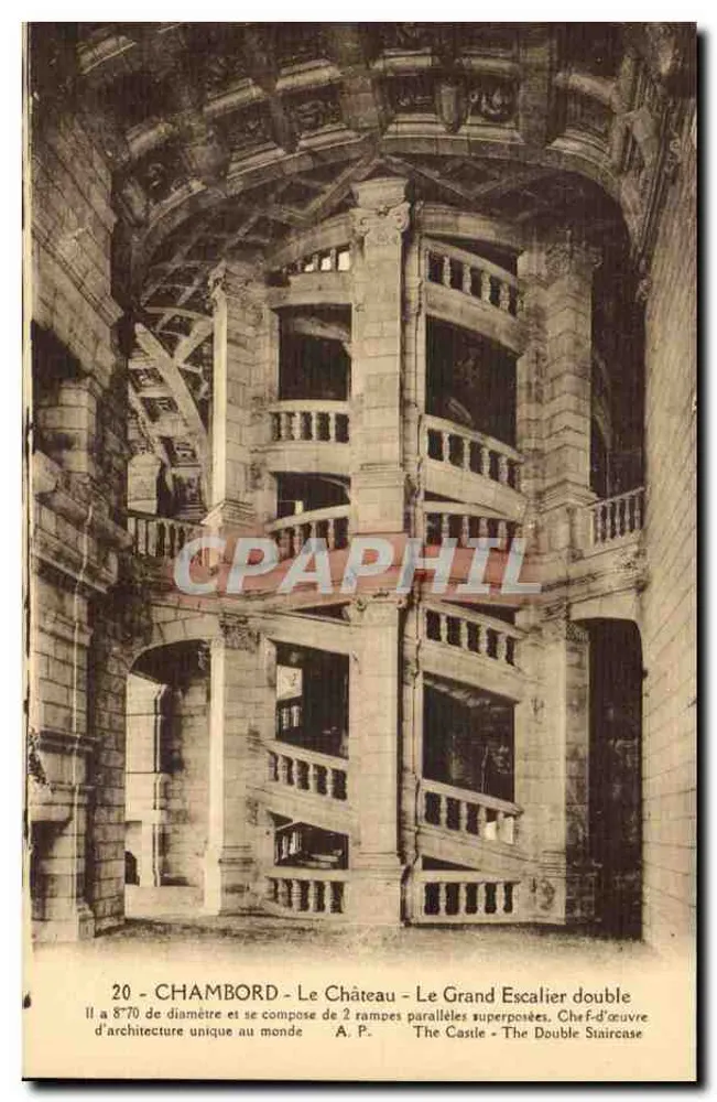 Chambord — Das Schloss — Der Große Doppelte Treppenaufgang — A.P. Nr. 20 - Vorderseite