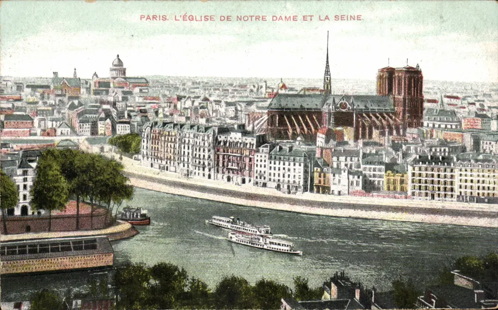 Paris. Die Kirche Notre Dame und die Seine — Panoramablick — Verlag nicht sichtbar - Vorderseite