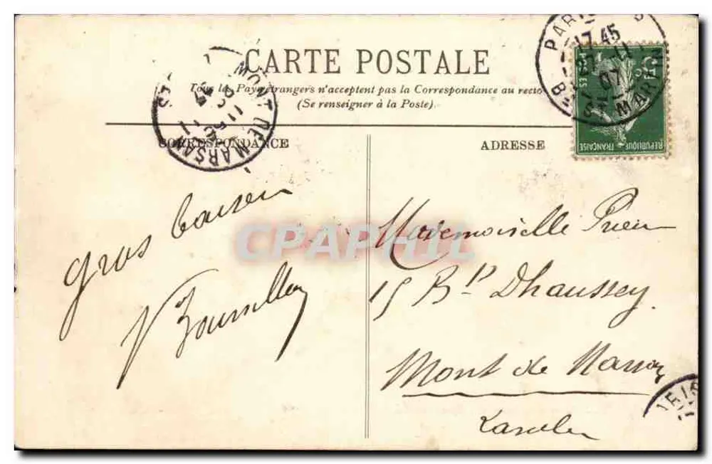 Paris — A Avenida da Ópera — LL. — n° 583 - Verso