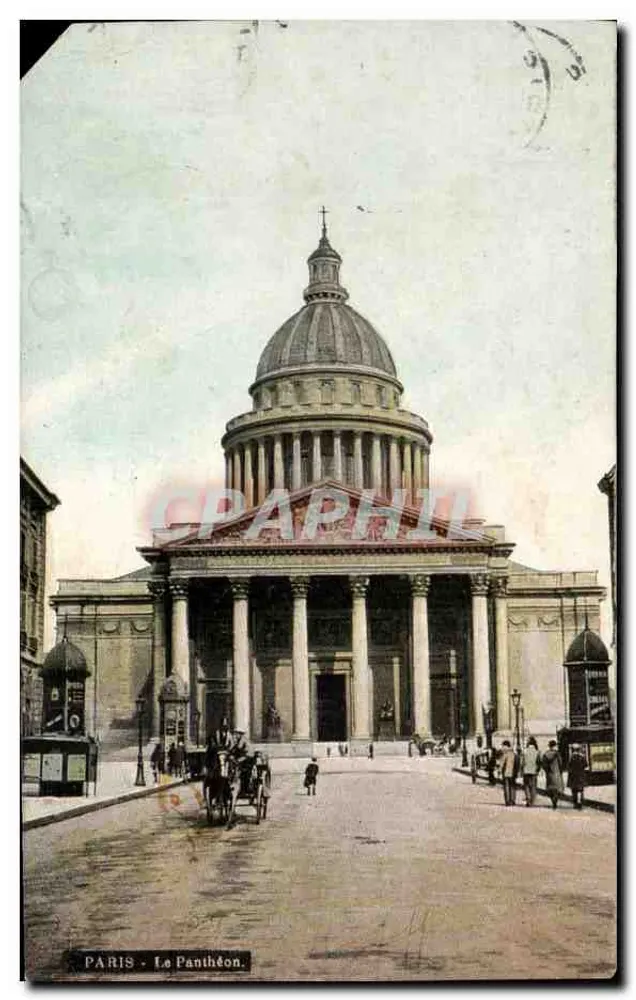 Paris - O Panteão — vista da fachada clássica com colunatas e domo — editor não indicado, número de série não visível - Frente