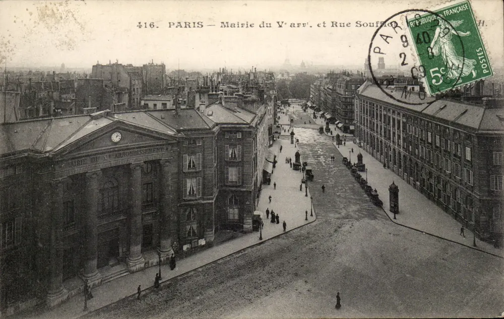 Paris — Rathaus des 5. Arrondissements und Rue Soufflot — Verlag H. n°416 - Vorderseite