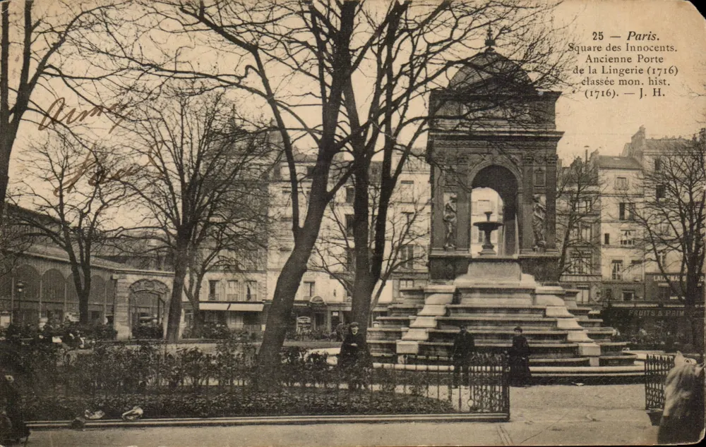 Square des Innocents — Ehemalige Tür der Lingerie (1716) — J.H. - Vorderseite