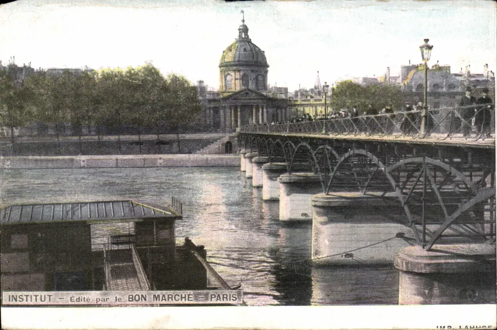 Pont de la Concorde — vue du bord de Seine avec le dôme de l'Institut de France — éditeur IMPR. LAHURE, Paris - Frente