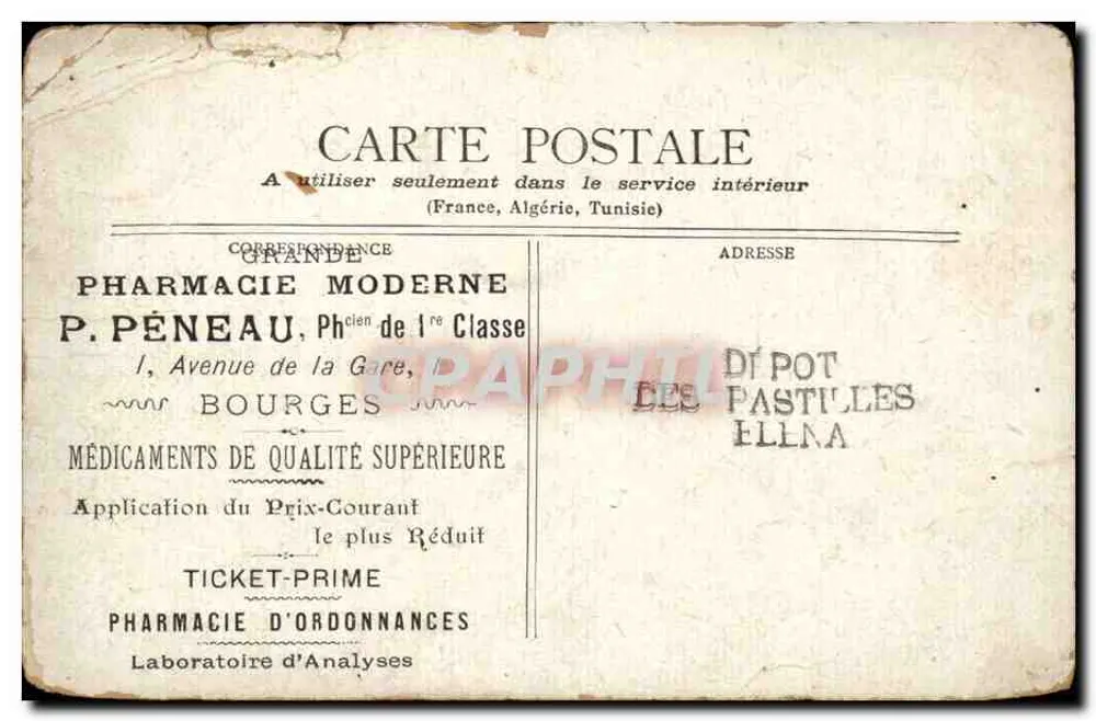 Ministério da Marinha — Paris — editor Staer, n° P.502 - Verso