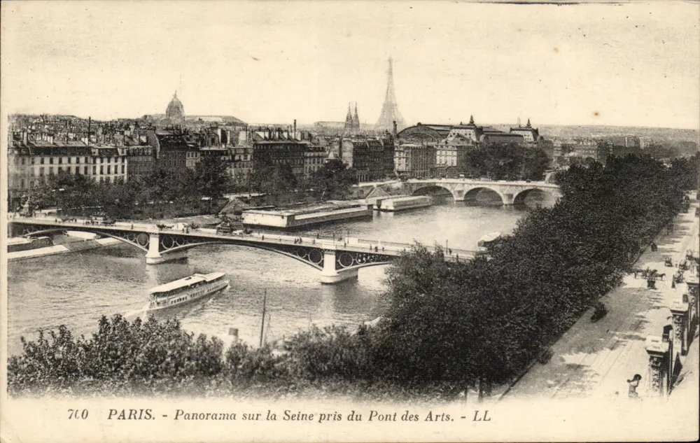 Paris - Panorama über die Seine vom Pont des Arts - LL - Vorderseite
