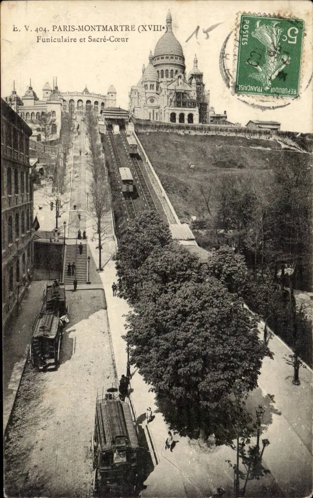 Paris-Montmartre (18.) — Seilbahn und Sacré-Cœur — Éd. V. 404 - Vorderseite