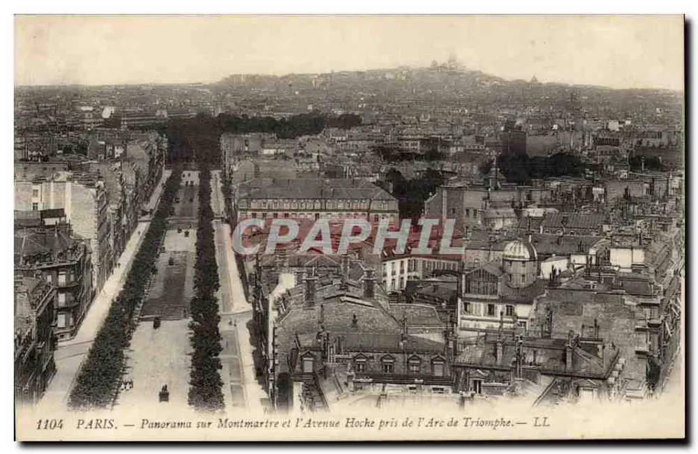 Paris — Panorama über Montmartre und Avenue Hoche aus der Sicht des Arc de Triomphe — LL, Nr. 1104 - Vorderseite
