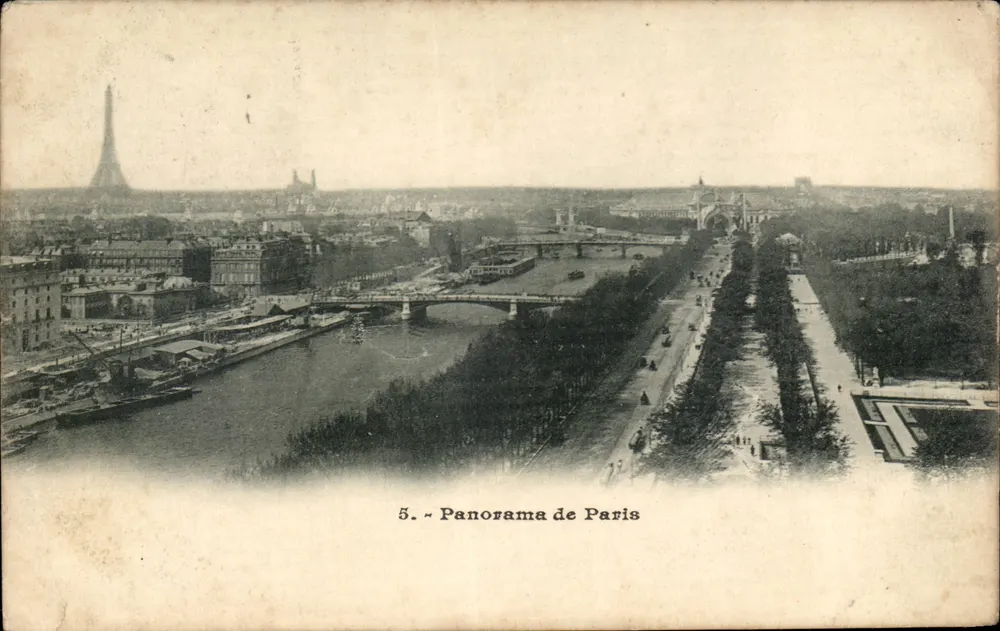Panorama de Paris — vista da Seine e da Torre Eiffel — editor não identificado, n°5 - Frente