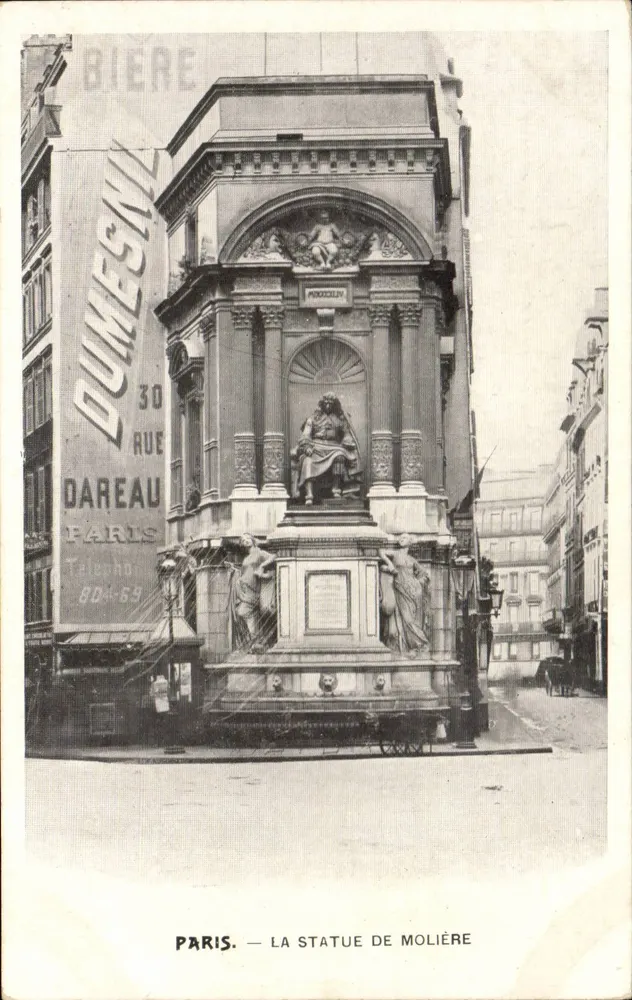 Paris — A estátua de Molière — editor DAREAU, número de série não visível - Frente