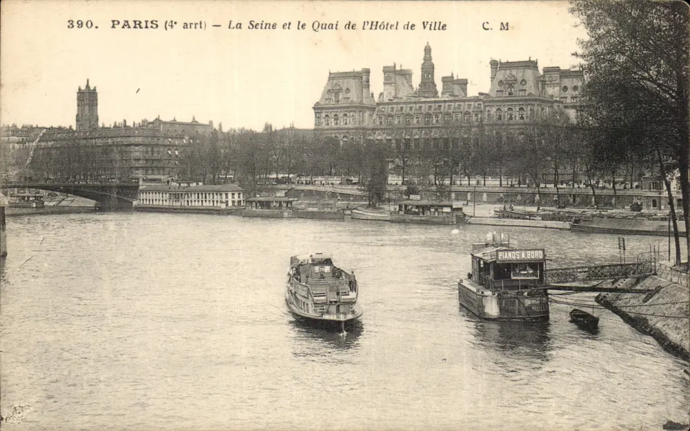 Paris (4. Arrondissement) — Die Seine und der Quai de l'Hôtel de Ville — C. M. - Vorderseite