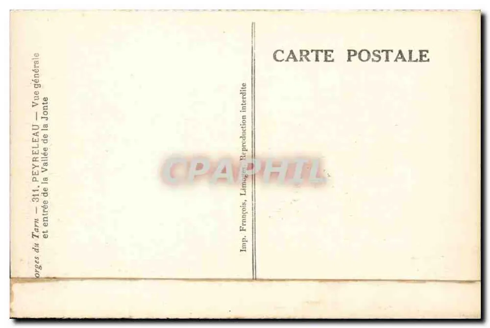 Allgemeiner Blick — Innenansicht der Schlucht der Jonte — Imp. Peyreleau, Limoges - Rückseite
