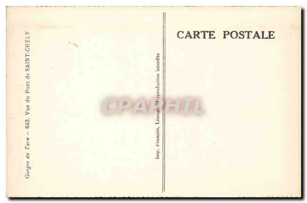 Garganta do Tarn — Vista do Ponte — 643 — Imp. François, Tarn - Verso