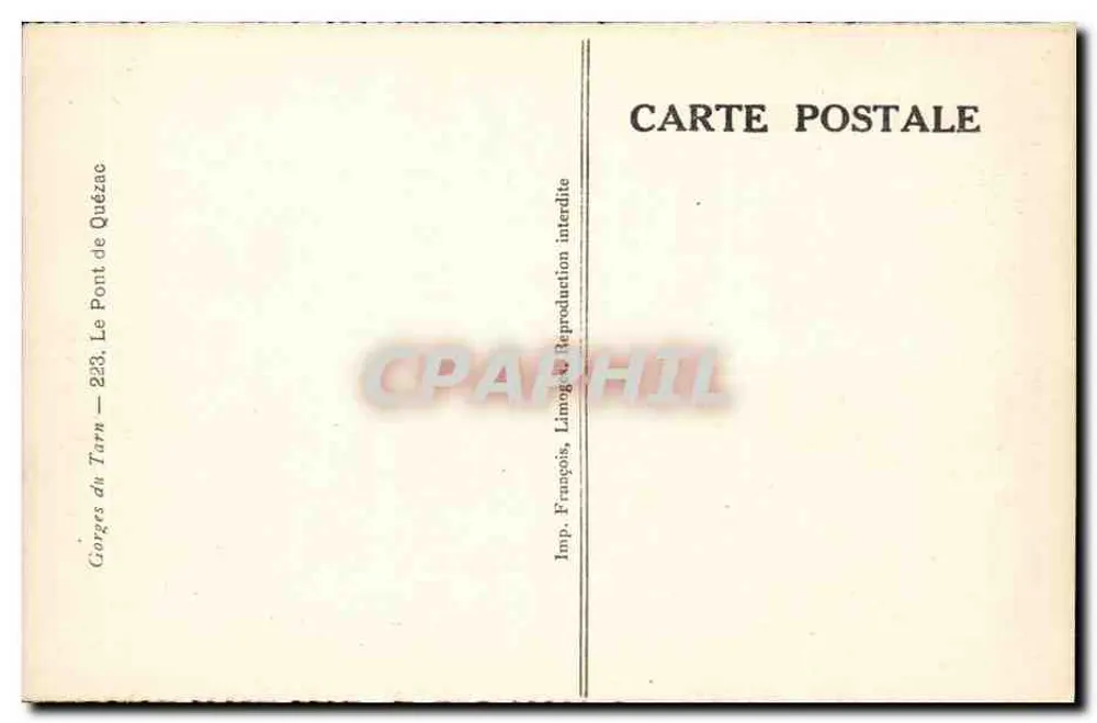 Gorges do Tarn — O Ponte — 228 — Imp. François, Limoges - Verso