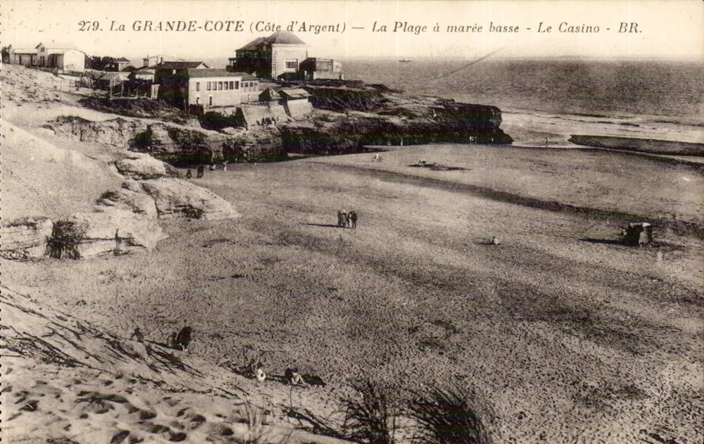 Die GRANDE-COTE (Côte d'Argent) — Der Strand bei Ebbe — Das Casino — BR. - Vorderseite