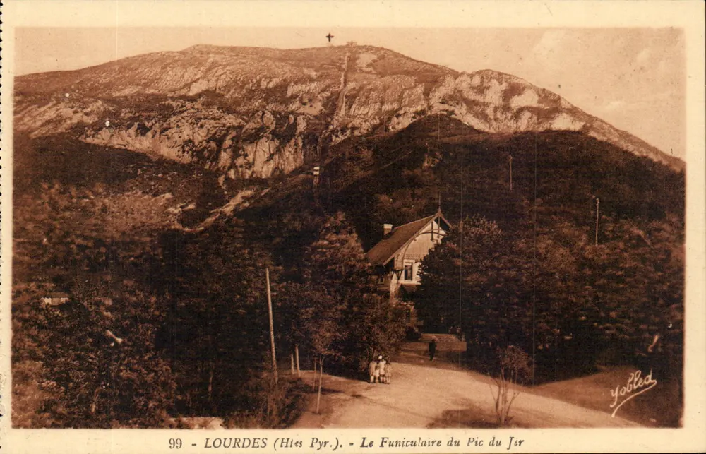 Lourdes (Hautes Pyrénées) — O Funicular do Pic du Jer — editor Yobled, n° 99 - Frente