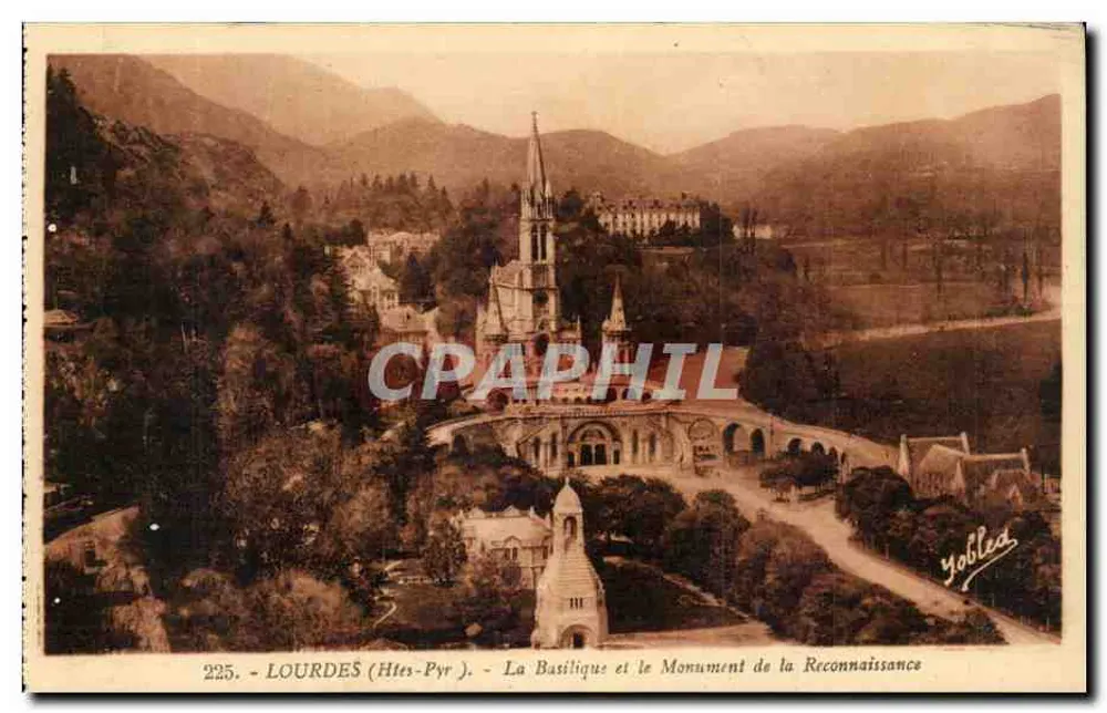 LOURDES (Htes-Pyr.) - Ansicht der Basilika und des Denkmals der Erkenntnis — Yoblea, n°225 - Vorderseite