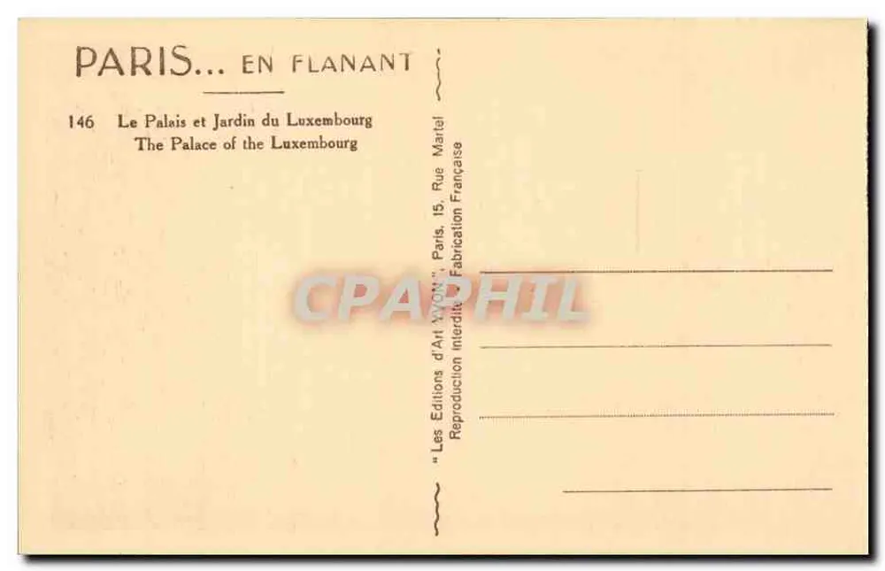 Palast und Garten des Luxembourg — Paris — Éditions d'Art Yvon - Rückseite