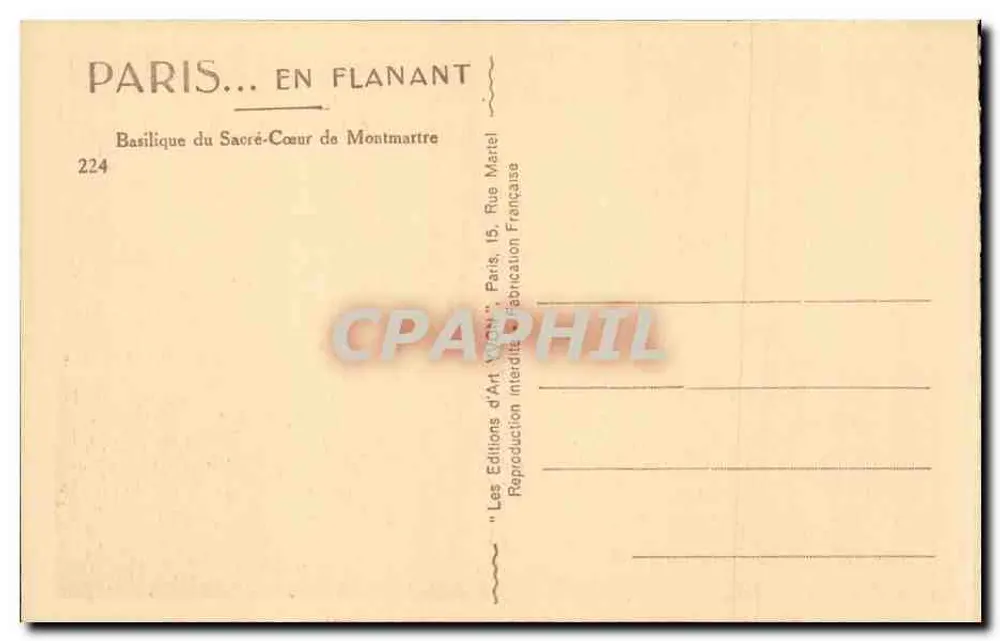 Basilika des Heiligen Herzens von Montmartre — Paris — 'Flanant' Kunstausgabe - Rückseite