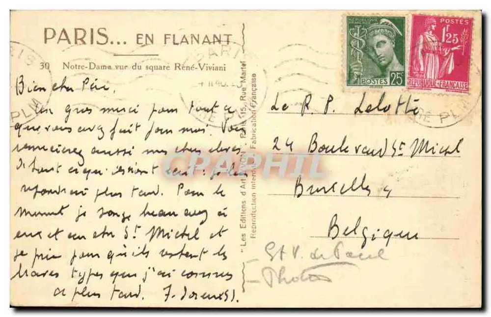 Notre-Dame aus dem Square René-Viviani gesehen — Éditions d'Art Viviani, n°30 - Rückseite