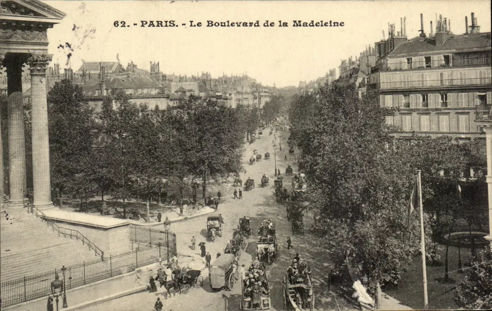 Paris - O Boulevard de la Madeleine — vista desde as colunas do square — editor não identificado, n° 62 - Frente