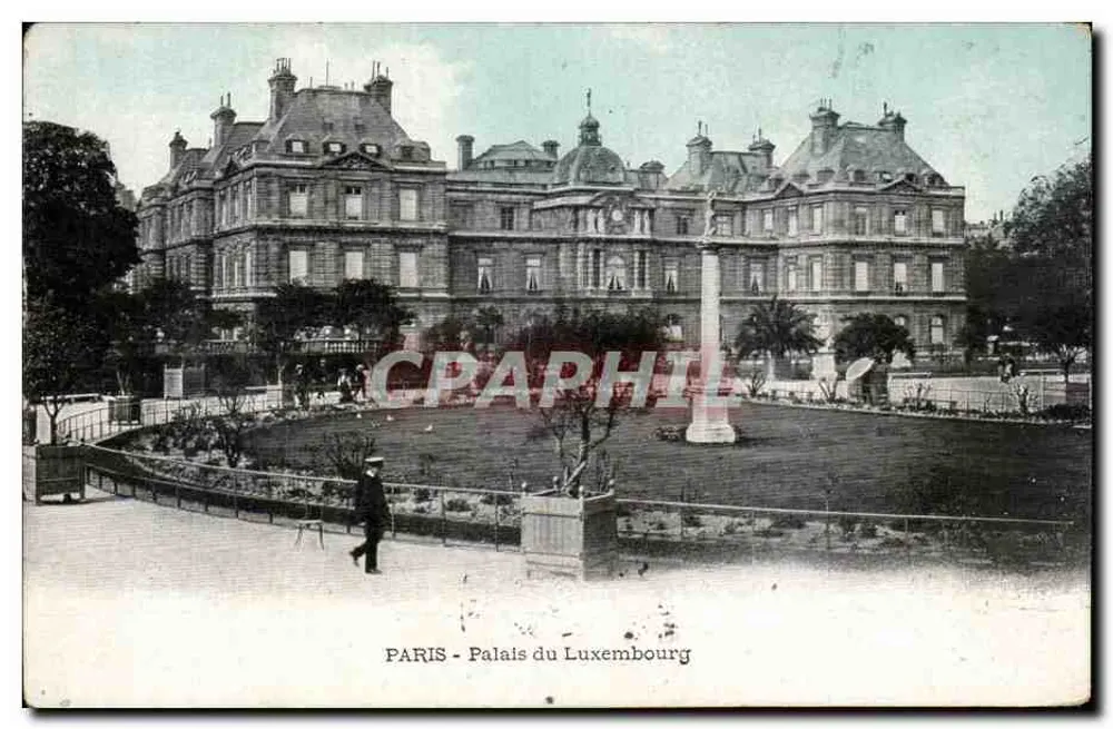 PARIS - Palácio do Luxemburgo — vista do jardim com coluna — editor - Frente