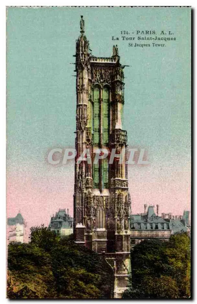 Paryż — Wieża Świętego Jakuba — wydawca A.L. n°124 - Awers