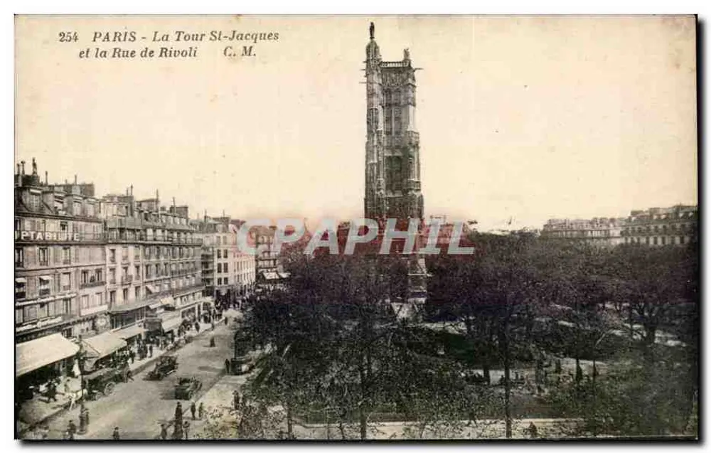 Paris - Turm St-Jacques und Rue de Rivoli — C. M. n°254 - Vorderseite