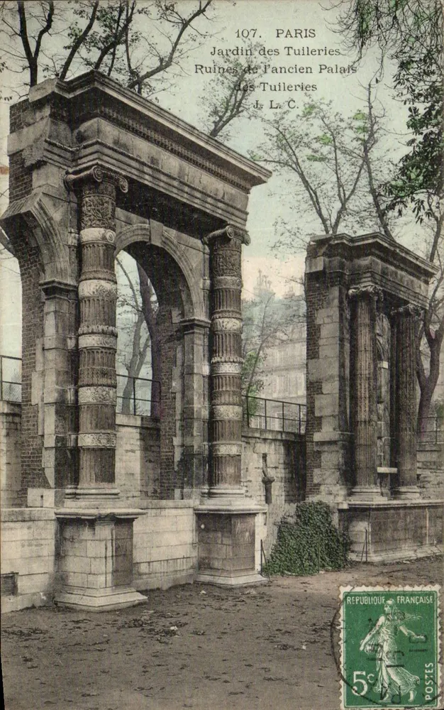 Ruinen des ehemaligen Palastes der Tuilerien — Garten der Tuilerien — J. L. C. - Vorderseite