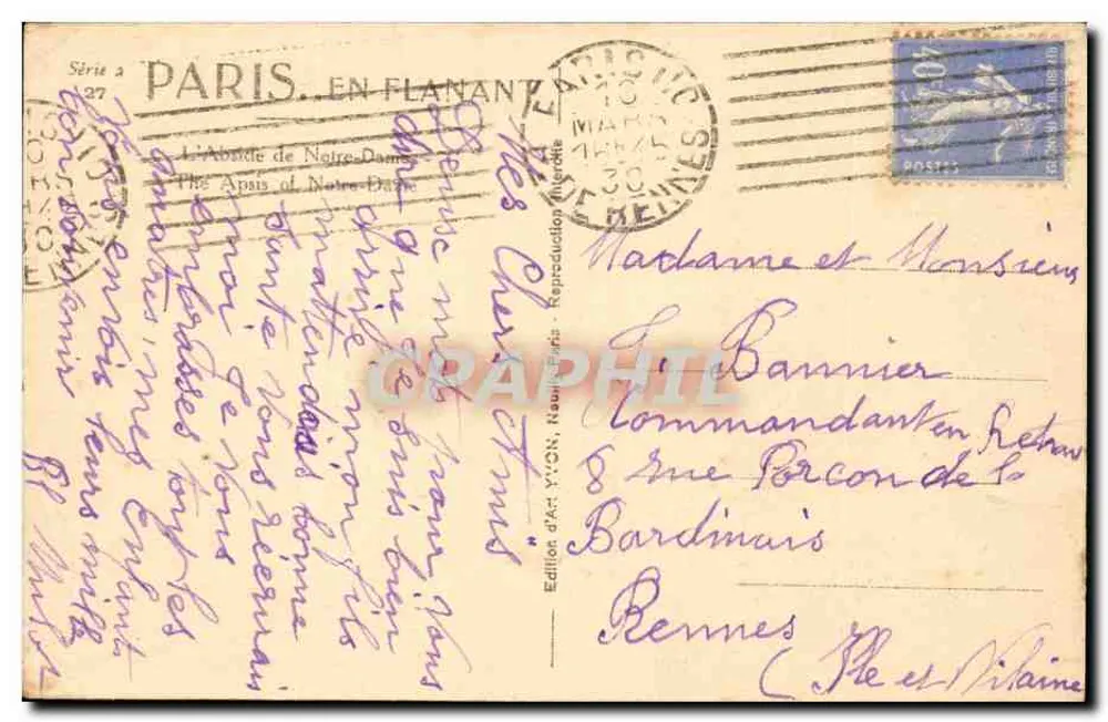 A Abadia de Nossa Senhora — Paris — Edição de Arte YVON, Série a 27 - Verso