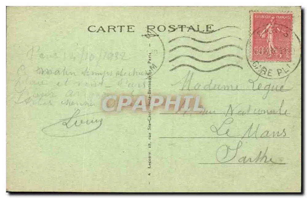 Paris - Estação de Lyon — P.L.M. Estação A.L. — n°42 - Verso