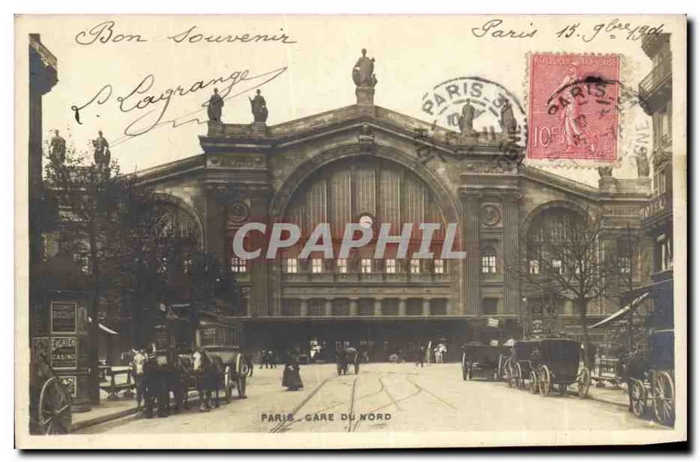 Paris - Estação do Norte — vista da entrada principal — editor anônimo, número de série não visível - Frente