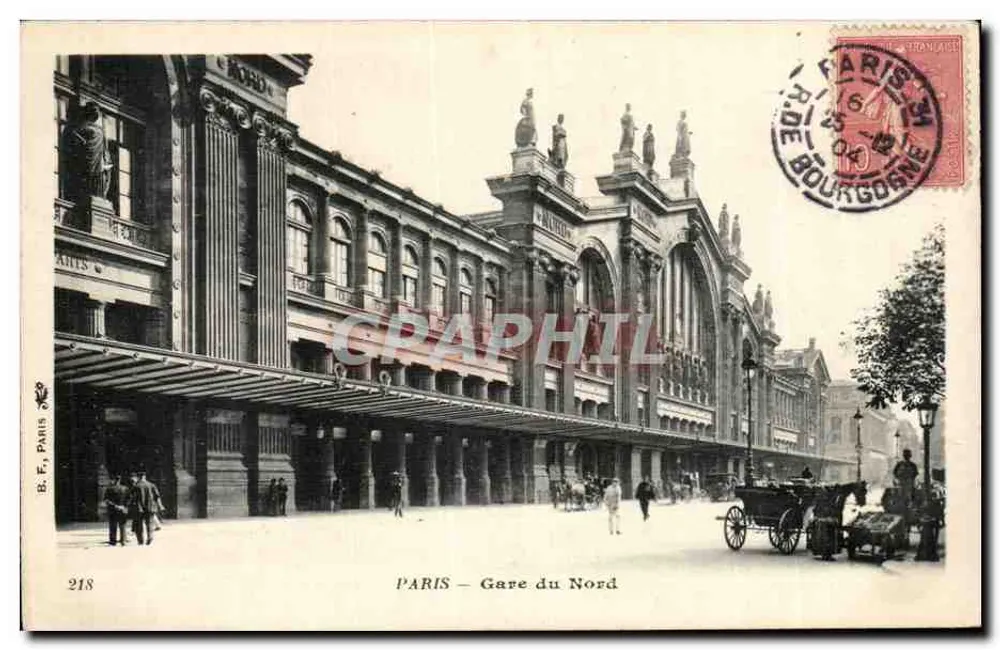 PARIS — Estação do Norte — B. F., Paris, n° 218 - Frente