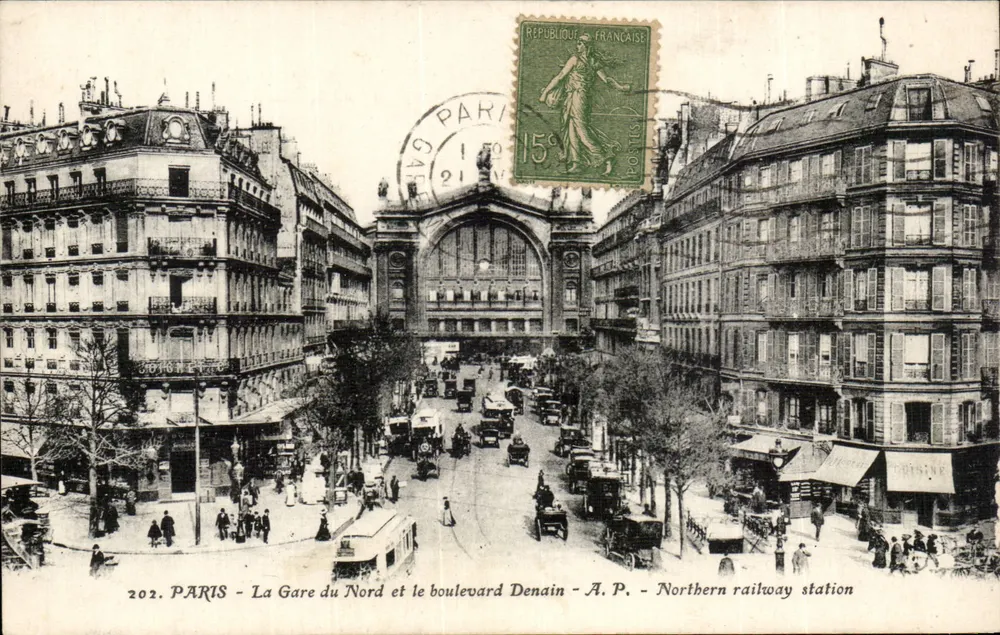 Paris - Die Gare du Nord und der Boulevard Denain — A.P. — Northern railway station - Vorderseite