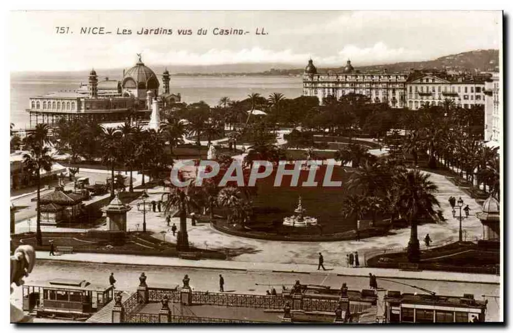 Nice — Os Jardins vistos do Casino — LL. — N° 751 - Frente