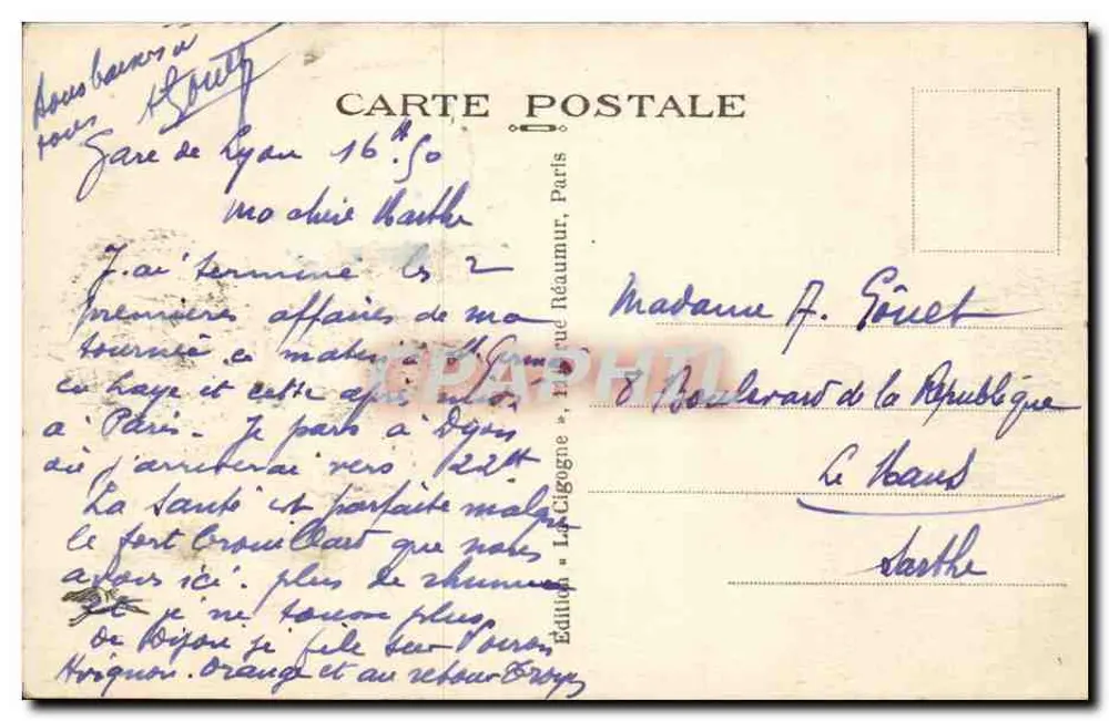 Paris - A Estação de Lyon — Edição La Cigogne, n° 132 - Verso