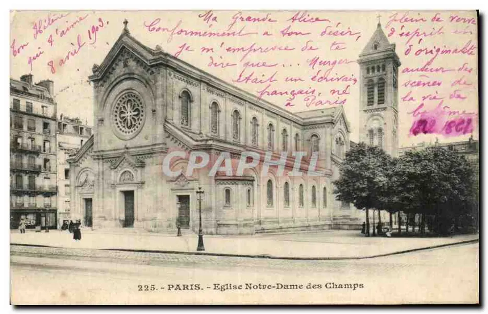Paris - Kirche Notre-Dame des Champs — Antike Ansichtskarte n°225, Verleger - Vorderseite