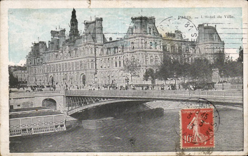 Paris — O Hôtel de Ville — editor não visível, número de série não legível - Frente