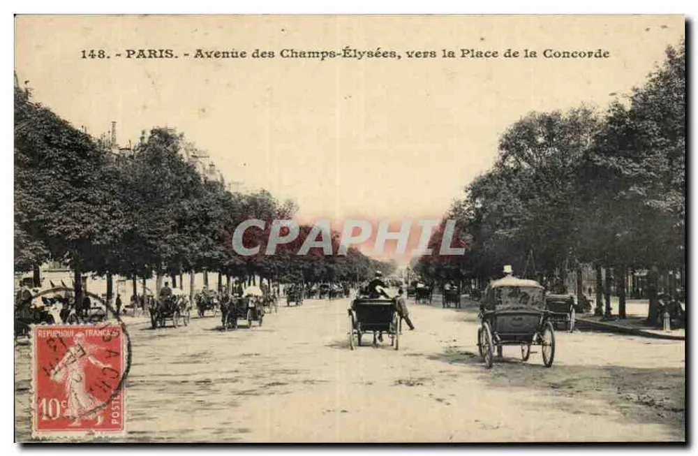 Paris - Avenue des Champs-Élysées, in Richtung Place de la Concorde — anonymer Verlag, Nr. 148 - Vorderseite