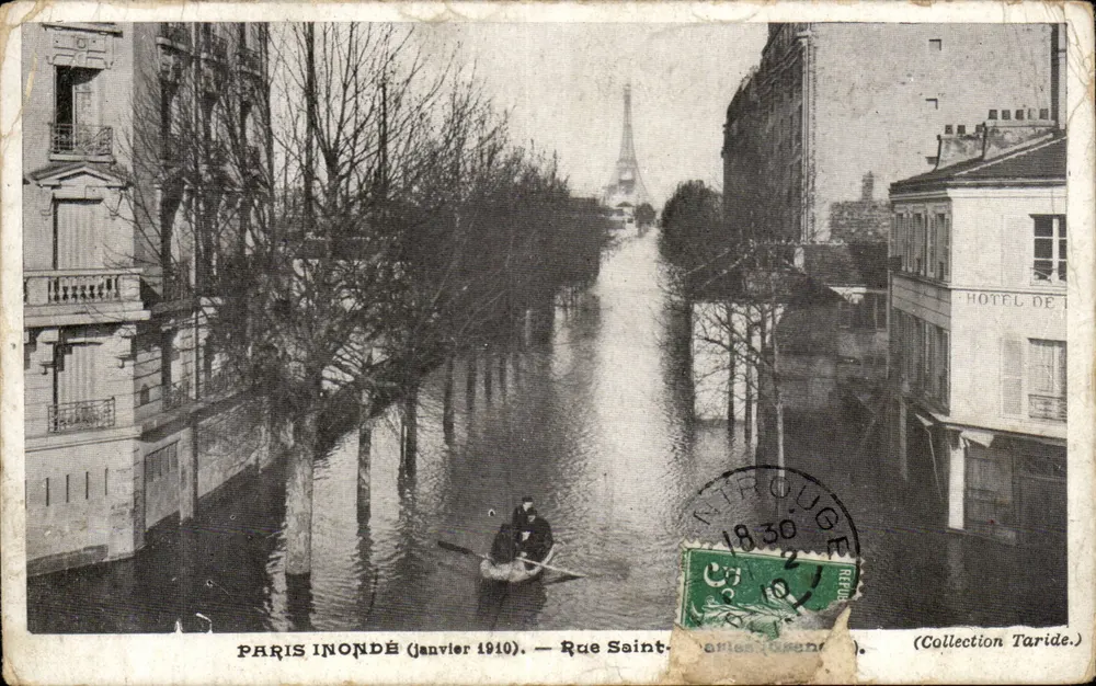 Paris überschwemmt — Januar 1910 — Rue Saint-Martin — unbekannter Verlag, Seriennummer nicht sichtbar - Vorderseite