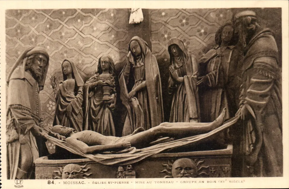 Moissac - Kirche St-Pierre - Abnahme vom Kreuz - Holzgruppe (15. Jahrhundert) - Vorderseite