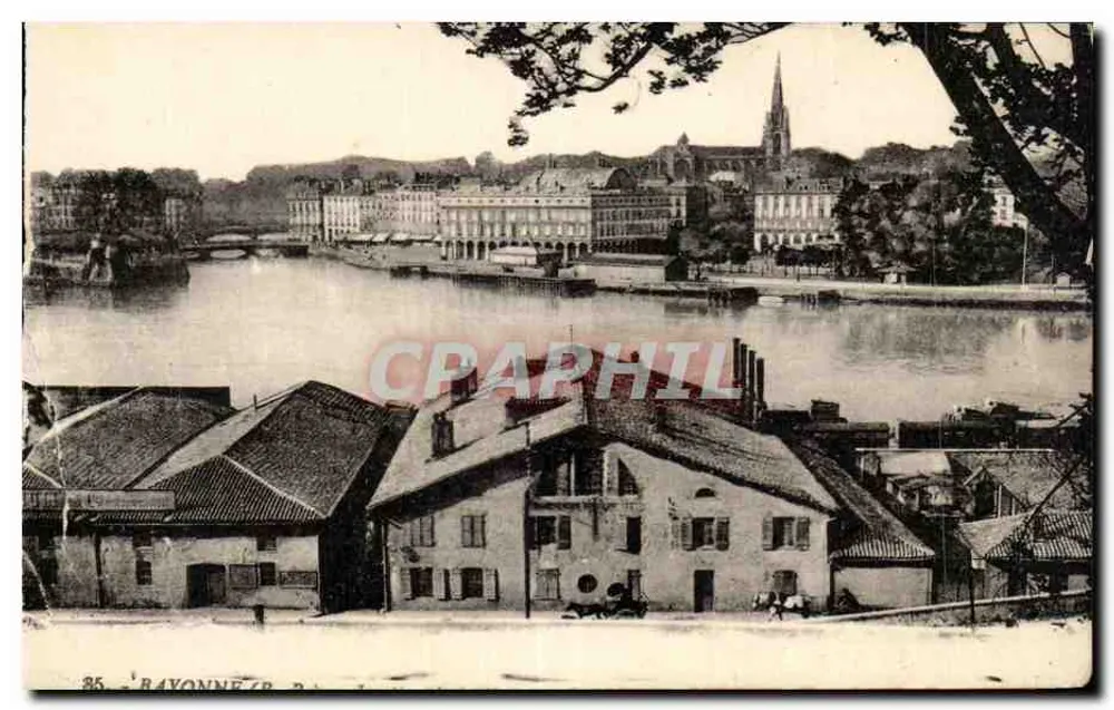 Bayonne (64) — vista do rio e da cidade — Phototypie Marcel Dalbœuf, Bordeaux - Frente