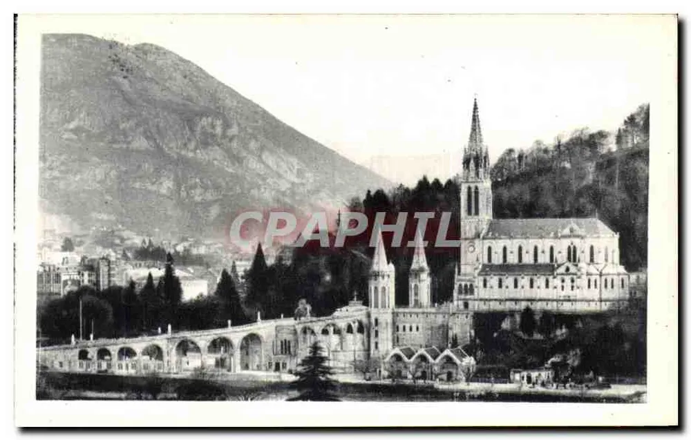 Lourdes — A Basílica e o Pic du Jer — Edit. P. Douët - Lourdes - Frente