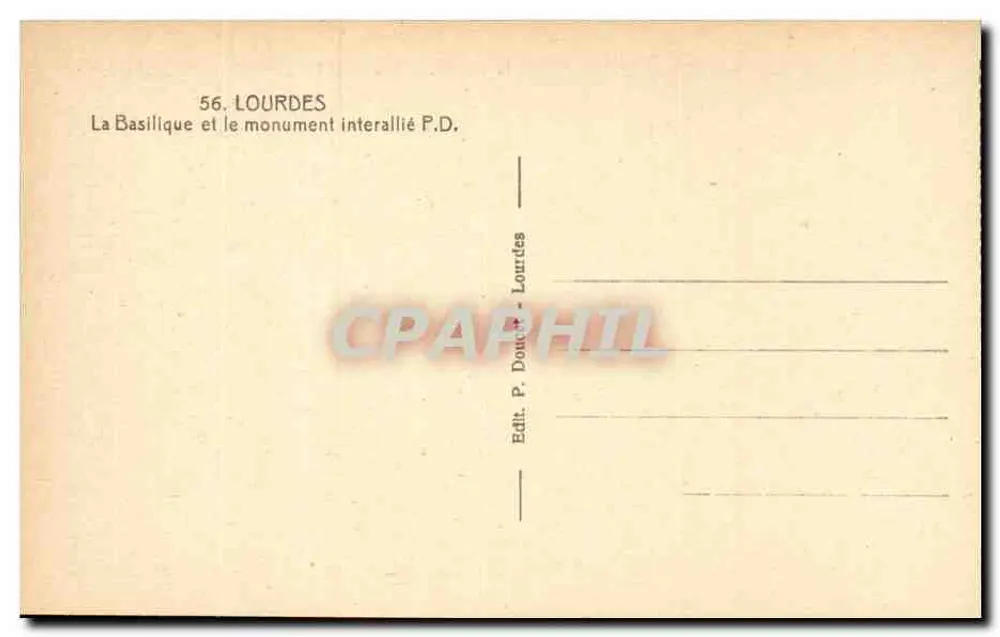 Lourdes — A Basílica e o monumento interalliado — P. Doucet - Verso